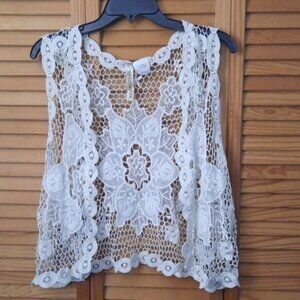 Eye Shadow Crocheted Lace  Bohemian Vest Size Medium